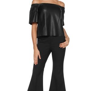 Iris & Ink Black Off-the-shoulder Leather Top